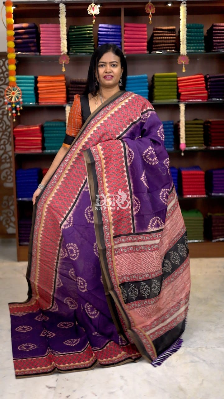 Kalamkari Chanderi Sico Saree