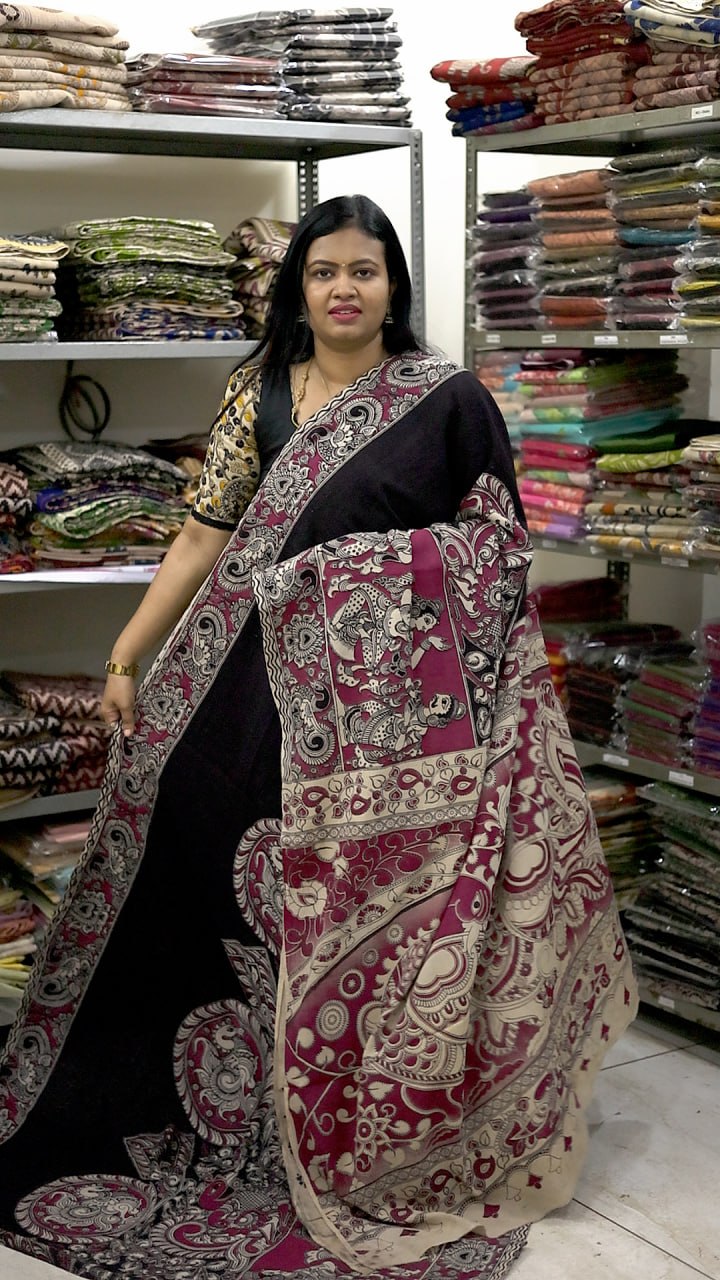60s Count Premium Kalamkari Cotton Sarees