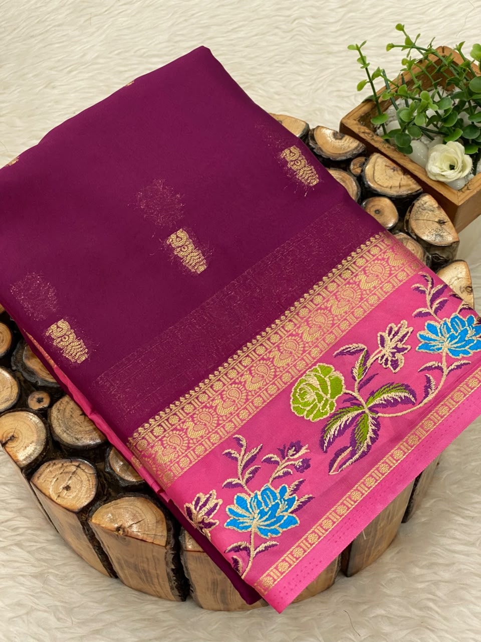 Embroided Mysore Crepe Silk