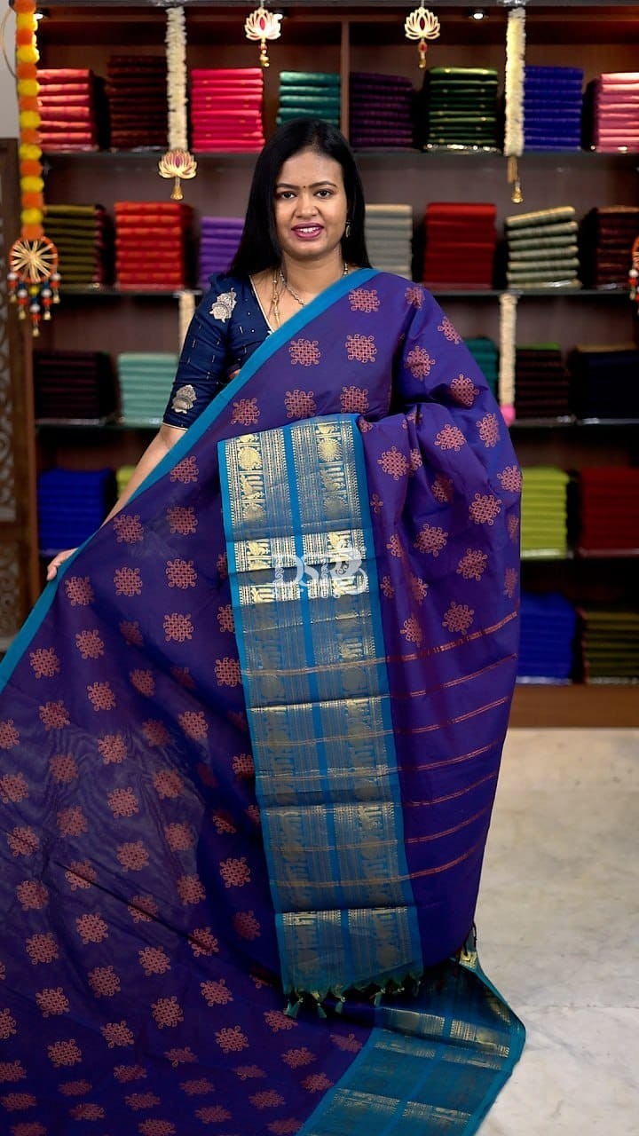 Printed chettinadu cotton saree W/B - vol 1