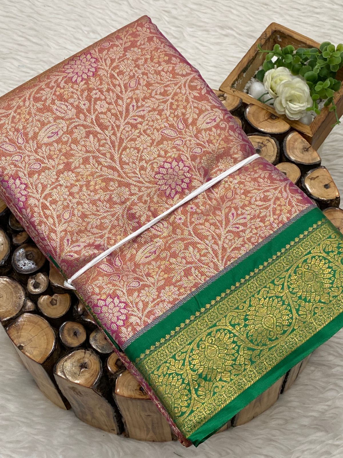 Tissue Chinna Border Bridal Sarees