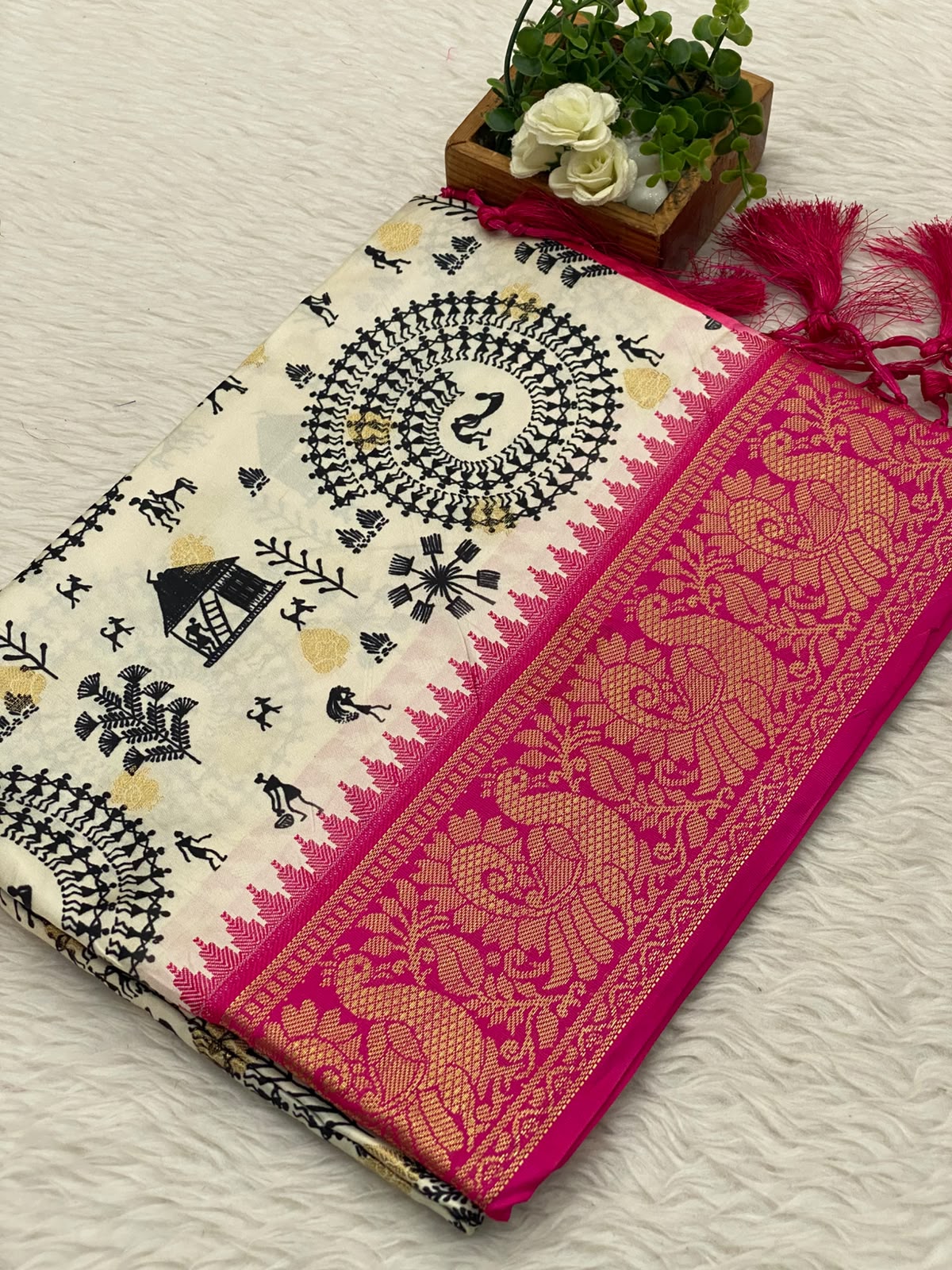 Venpattu Tusser Silk Saree
