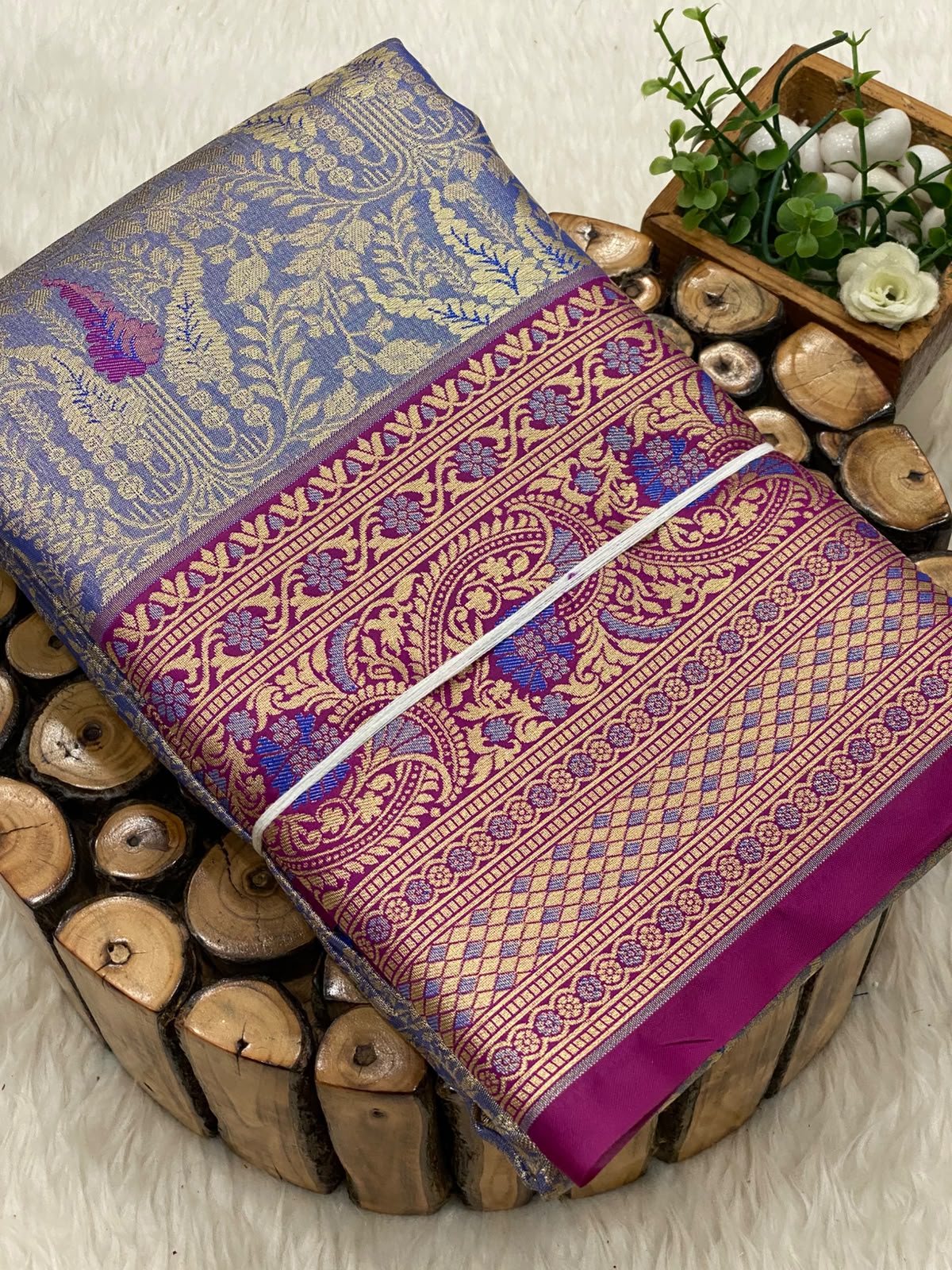 Meenakari Tissue Bridal Saree