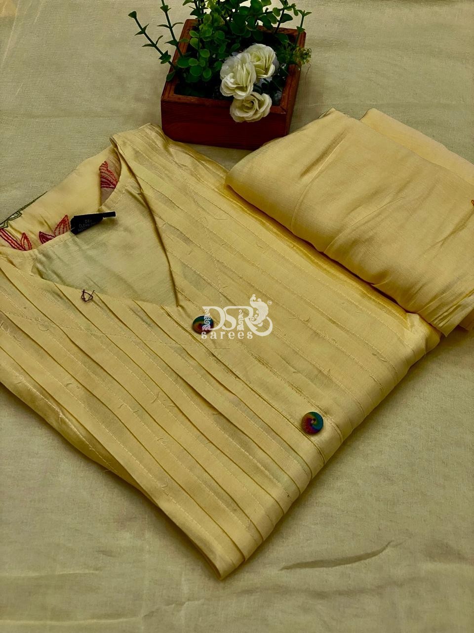 Mul Chanderi Anarkali Suit