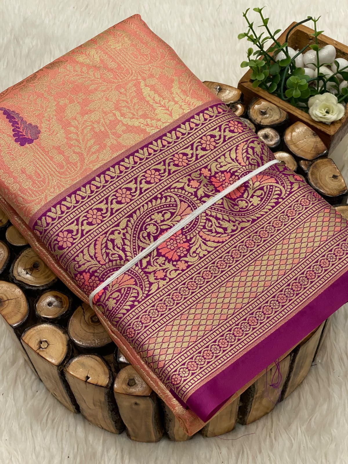 Meenakari Tissue Bridal Saree