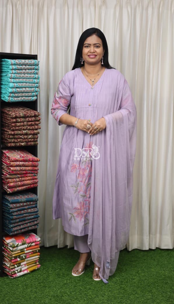 Mul Chanderi Anarkali Suit