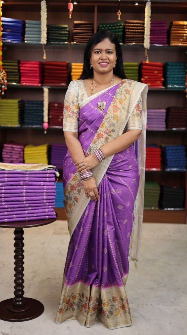 Crushed silk Saree