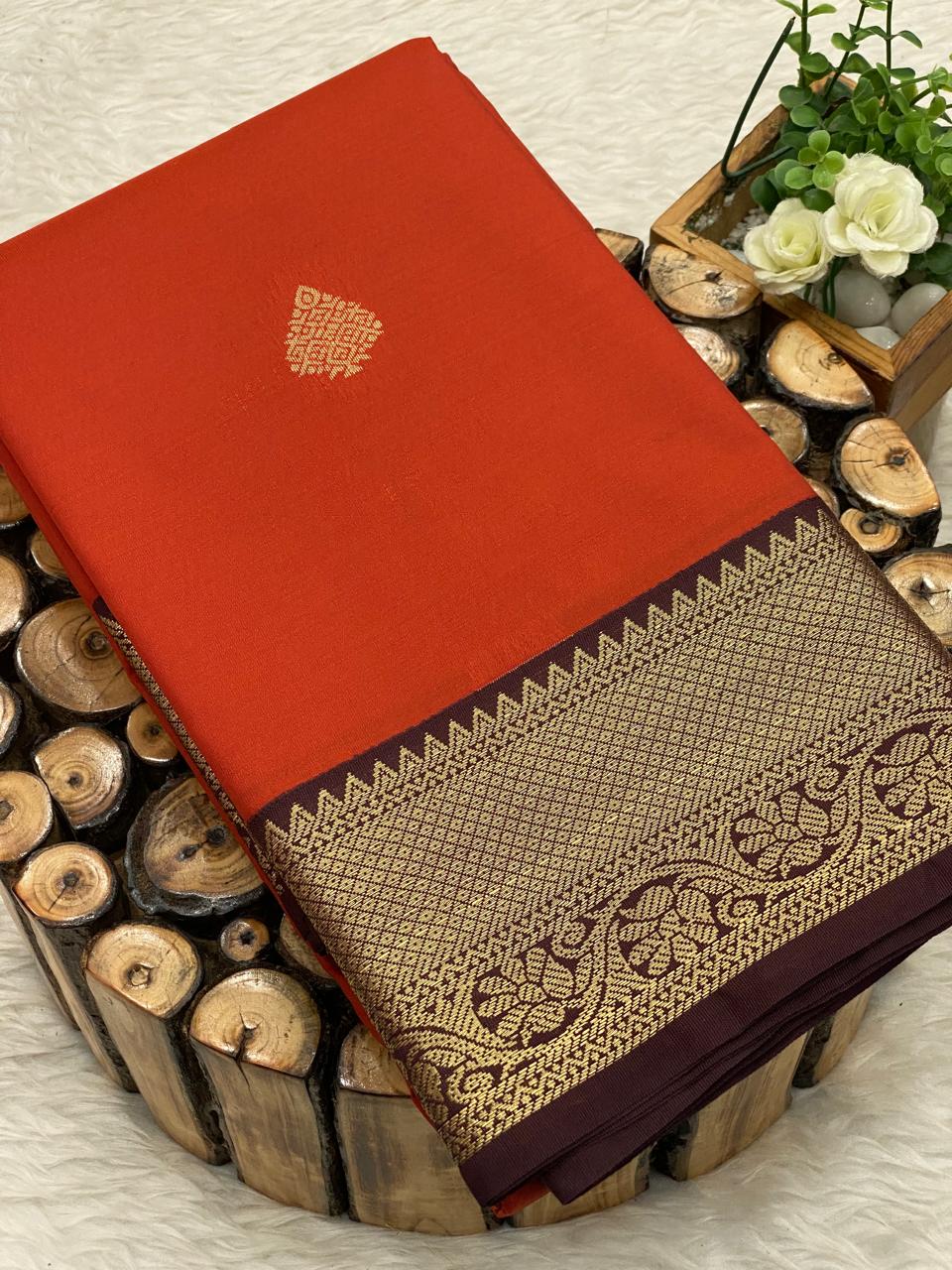 Rust Orange Bridal Sarees