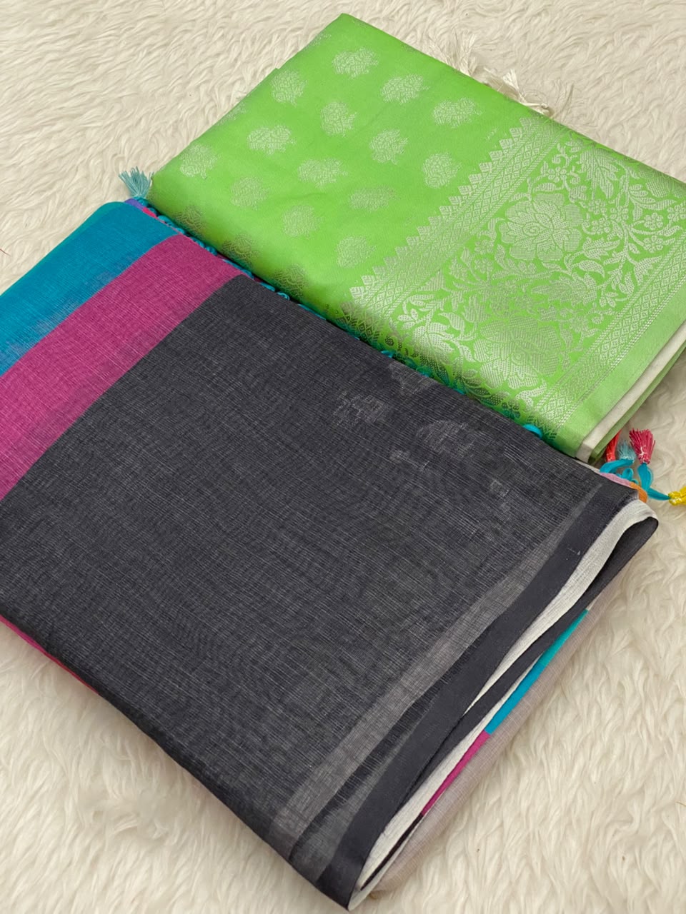 999 - Linen Kanchi Tissue Combo Saree