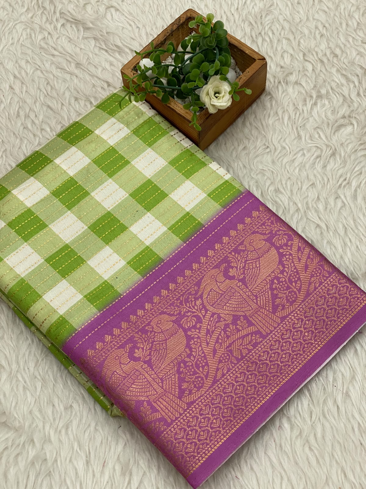 Madras Checks Semi Crepe Saree
