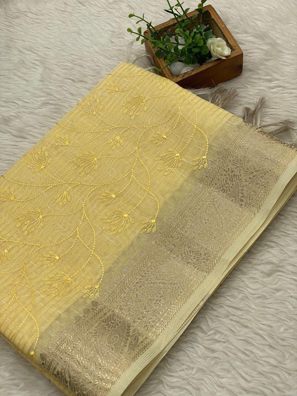 Kota Net Embroidery  Saree