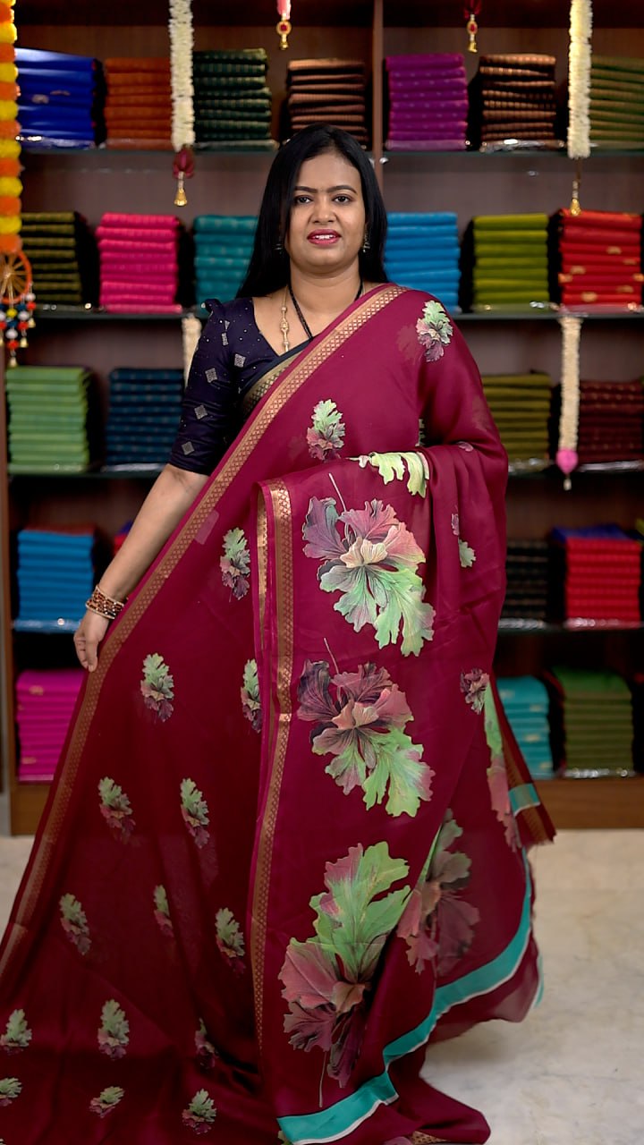 Viscose Chiffon Sarees - vol1