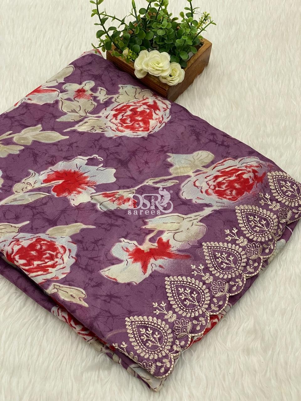 Chiffon Digital print Saree