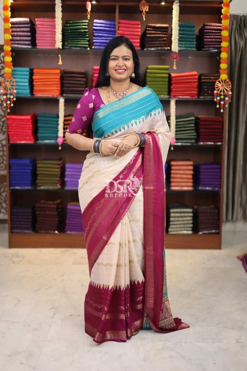 Ganga Jamuna Chiffon Silk Saree