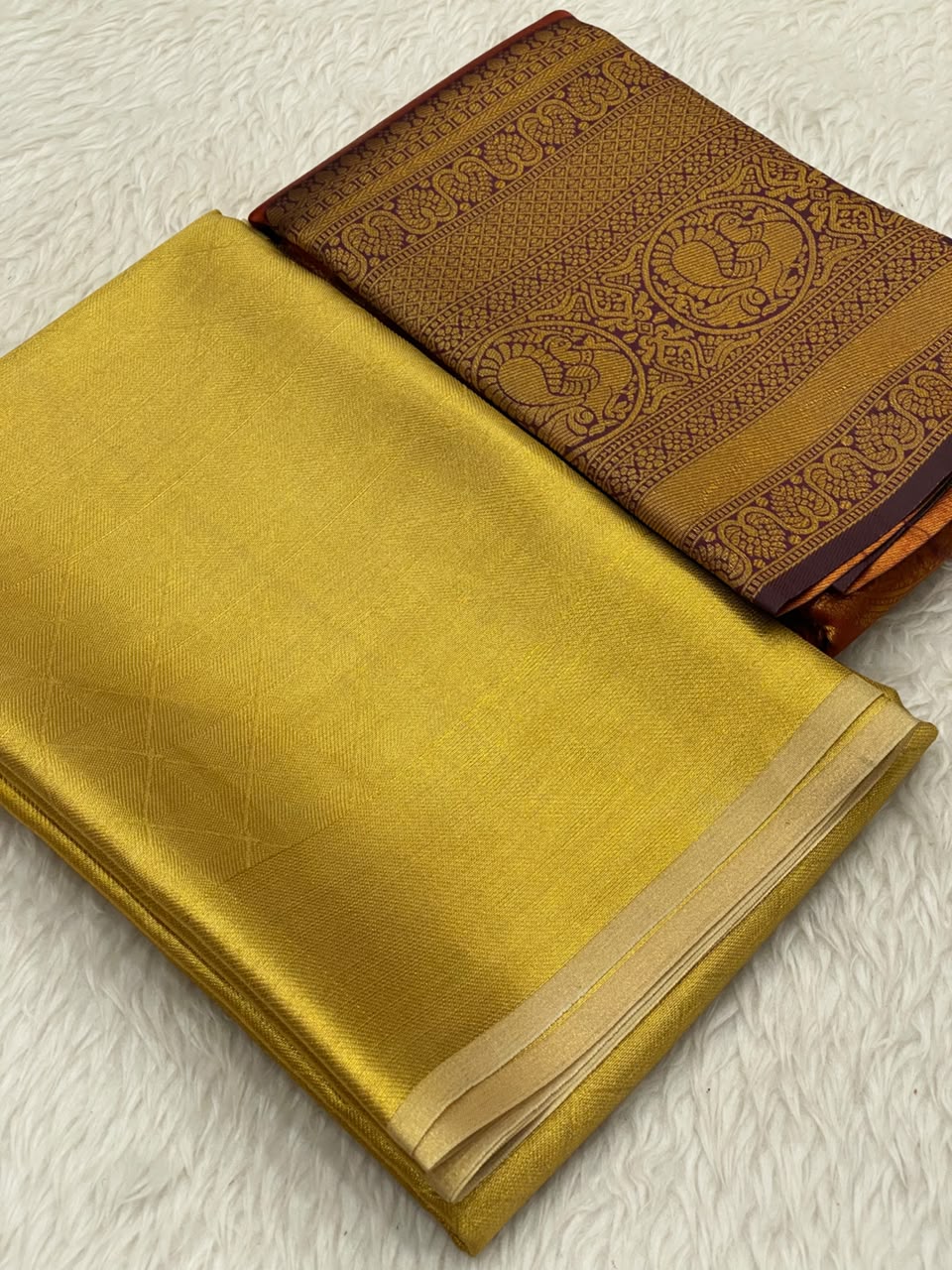Gold Tissue Kanchi Viscose Combo Saree
