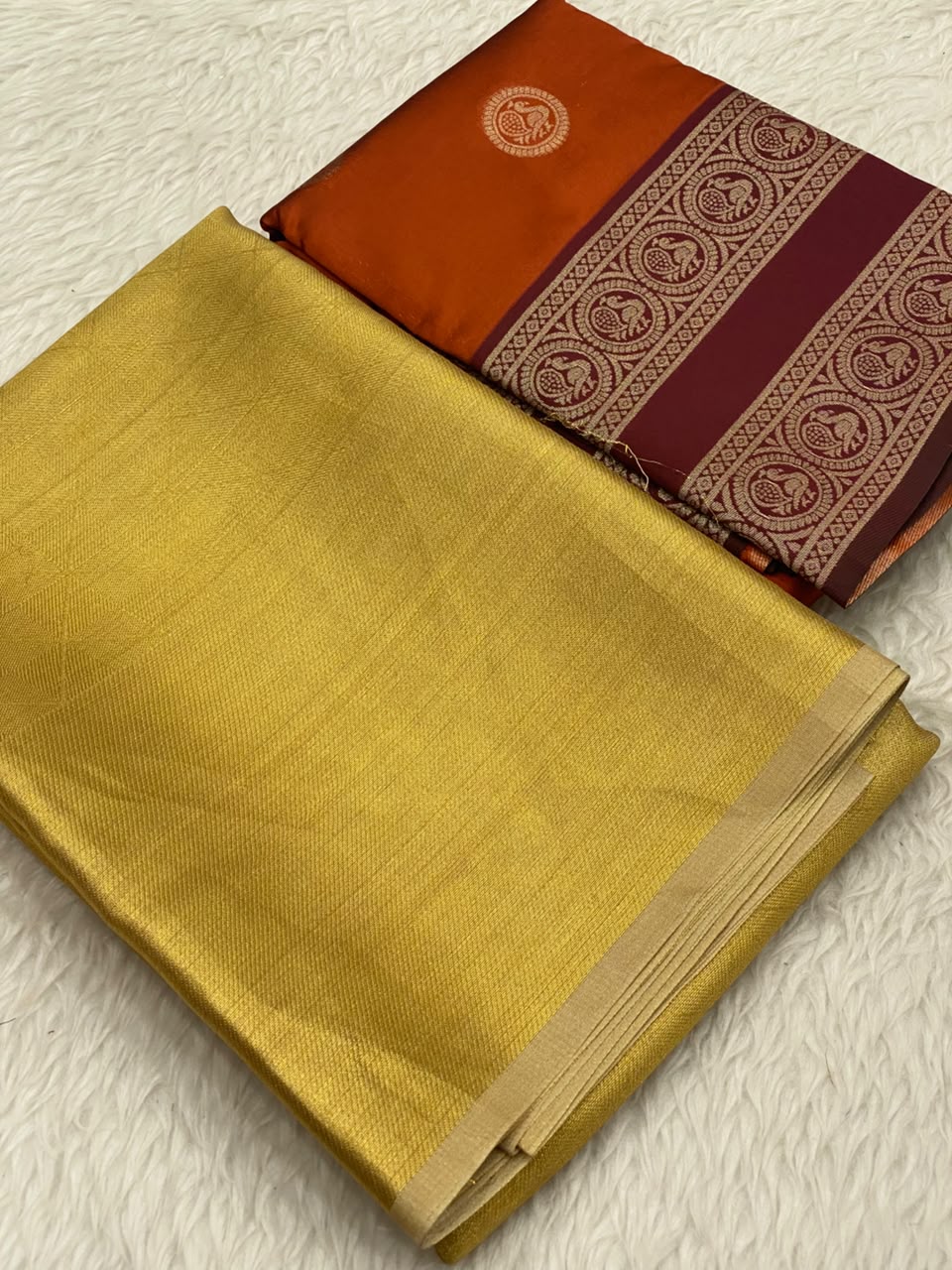 Gold Tissue Kanchi Viscose Combo Saree