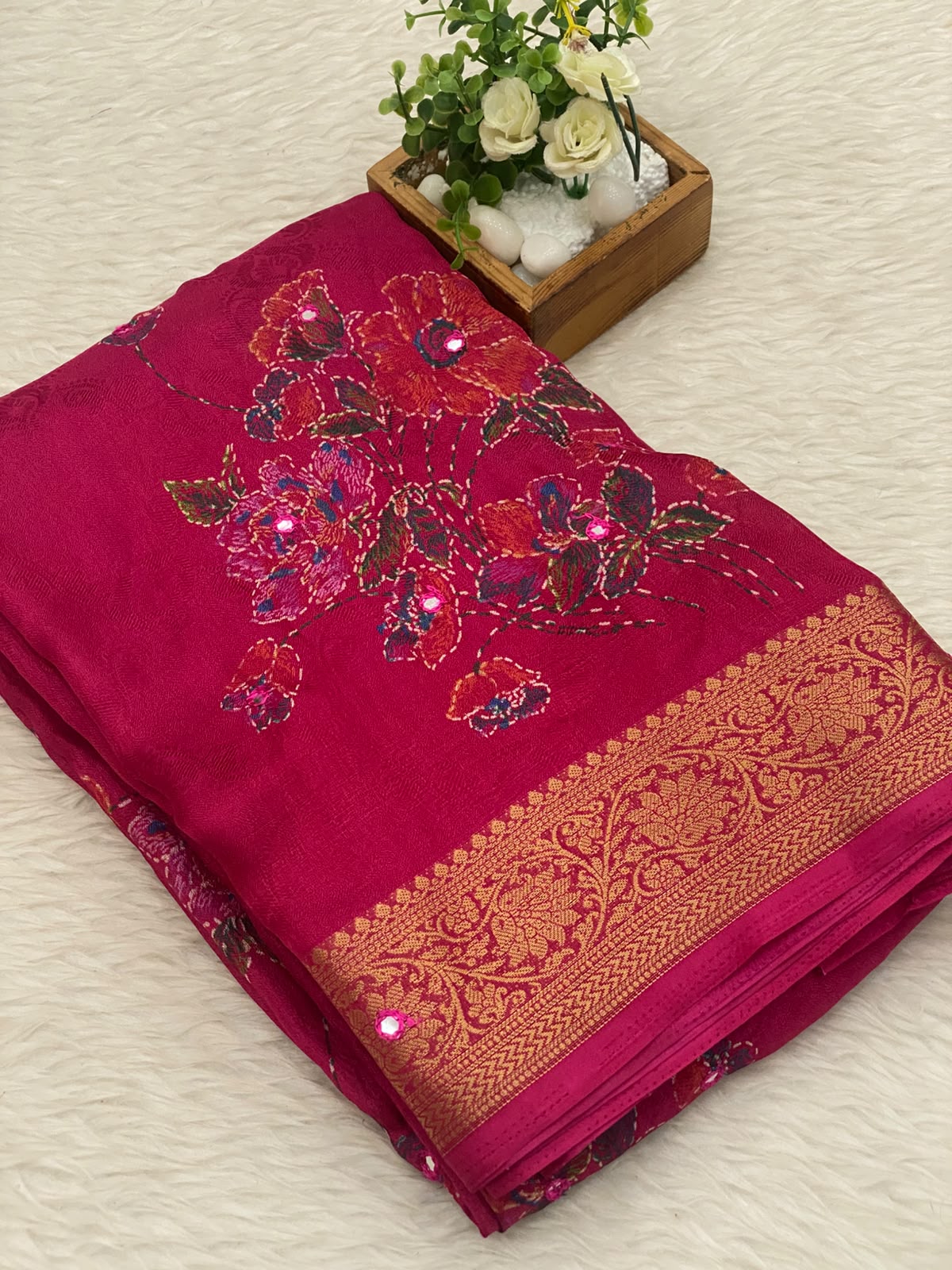 Viscose Chiffon Saree