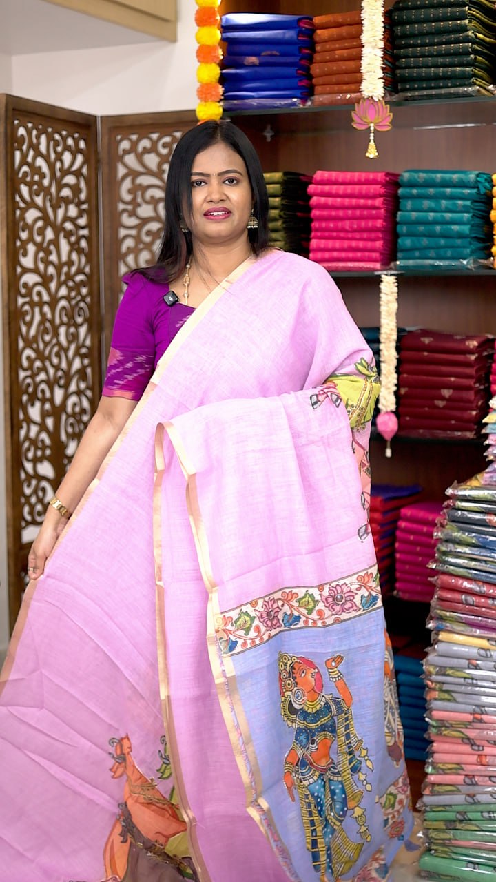Digital Linen khadhi cotton Sarees