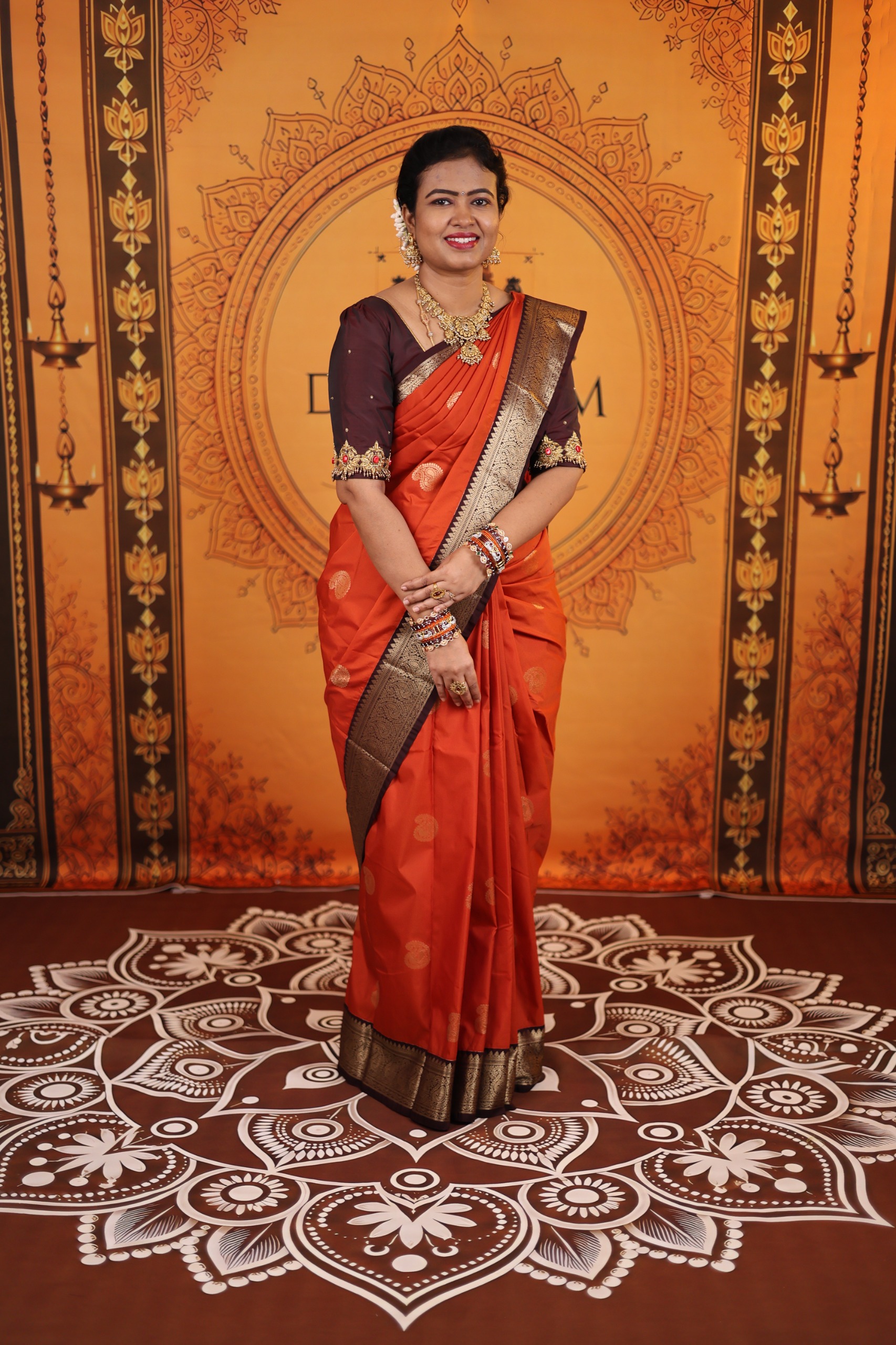 Rust Orange Bridal Sarees