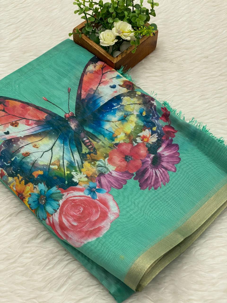 Chanderi sico Saree