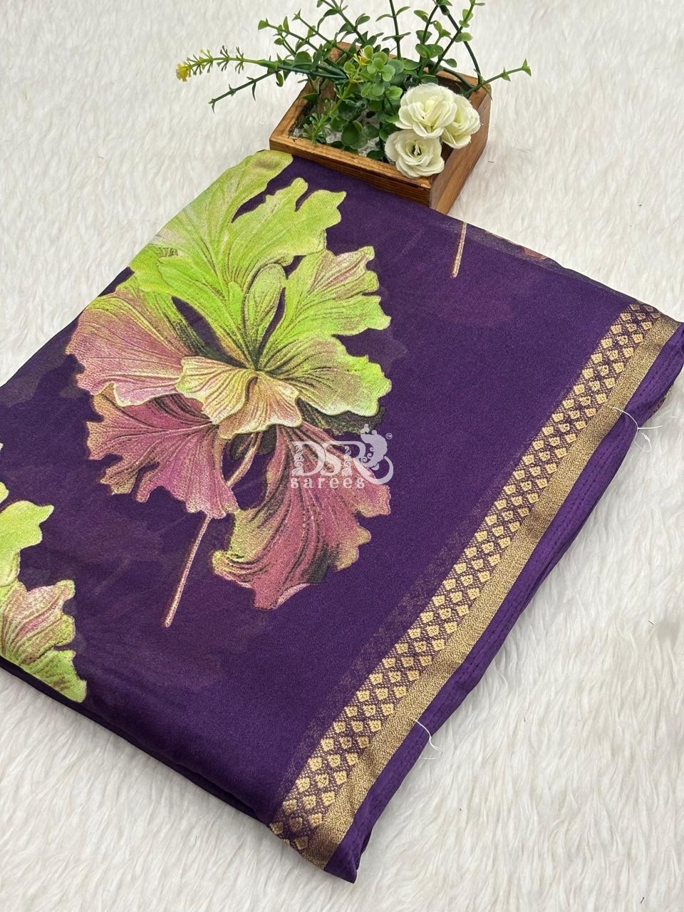 Viscose Chiffon Sarees - vol1