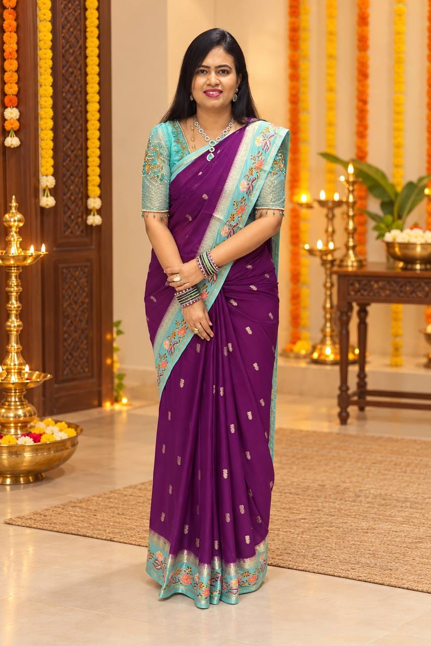 Embroided Mysore Crepe Silk