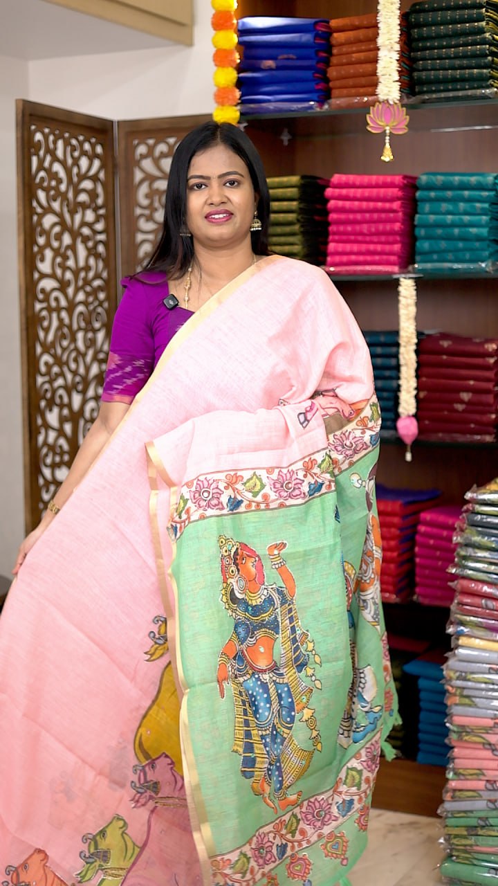 Digital Linen khadhi cotton Sarees