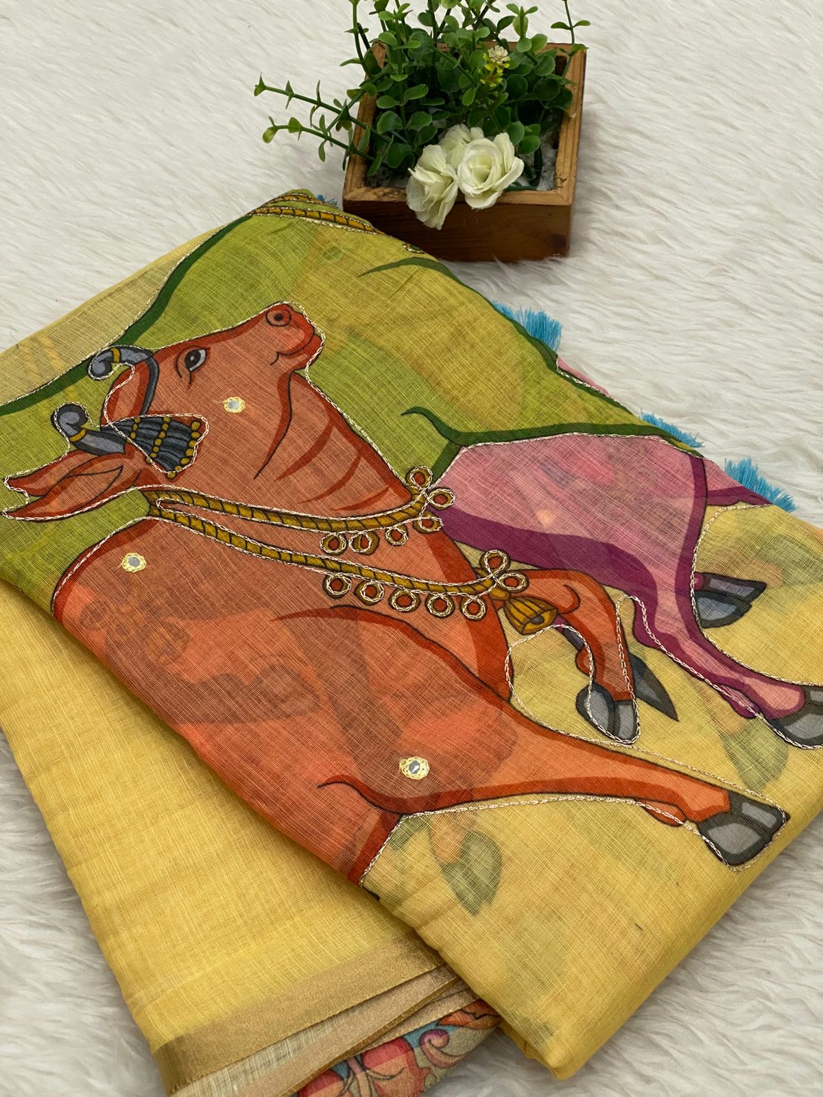 Mirror Work Chanderi Sico Sarees