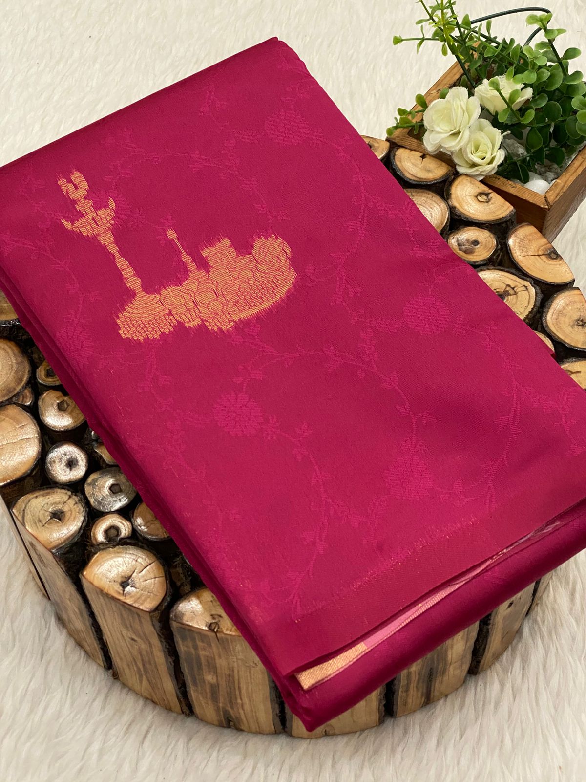 Borderless Embose Soft Silk Sarees