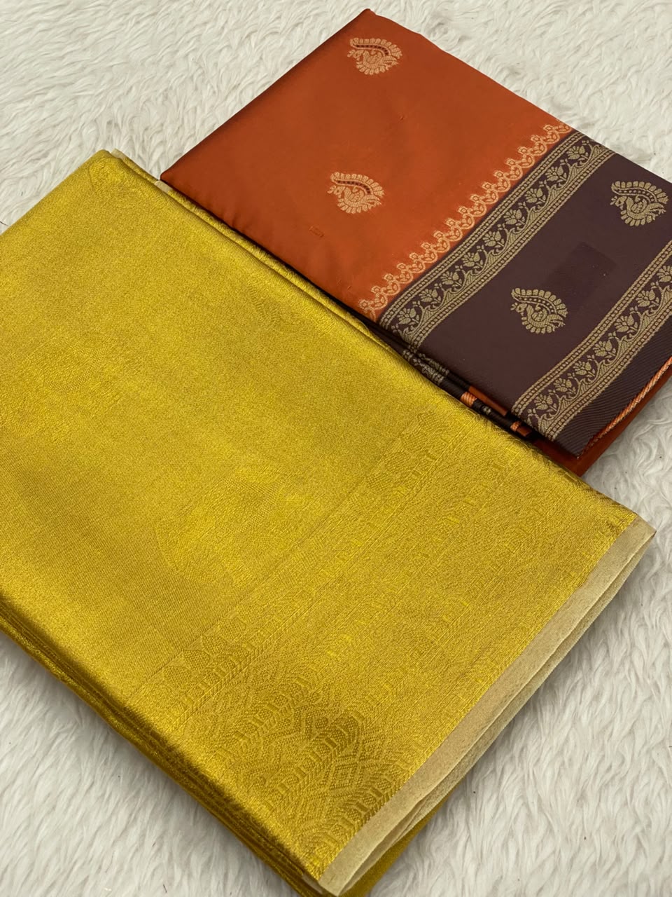 Gold Tissue Kanchi Viscose Combo Saree