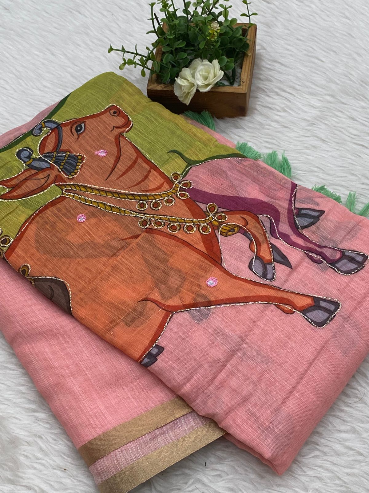 Mirror Work Chanderi Sico Sarees