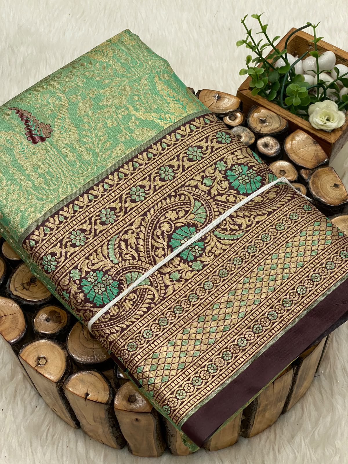 Meenakari Tissue Bridal Saree