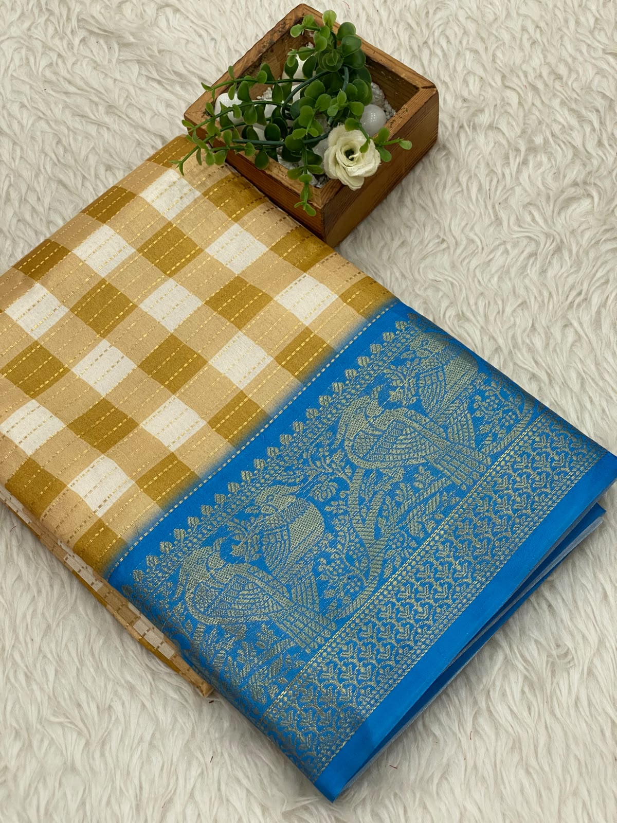 Madras Checks Semi Crepe Saree