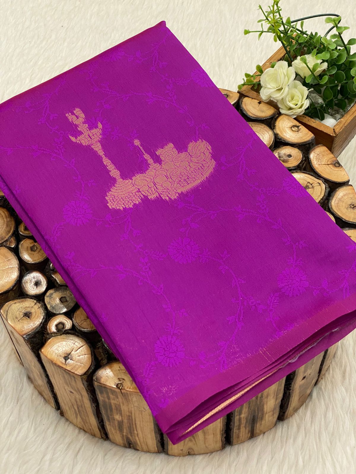 Borderless Embose Soft Silk Sarees