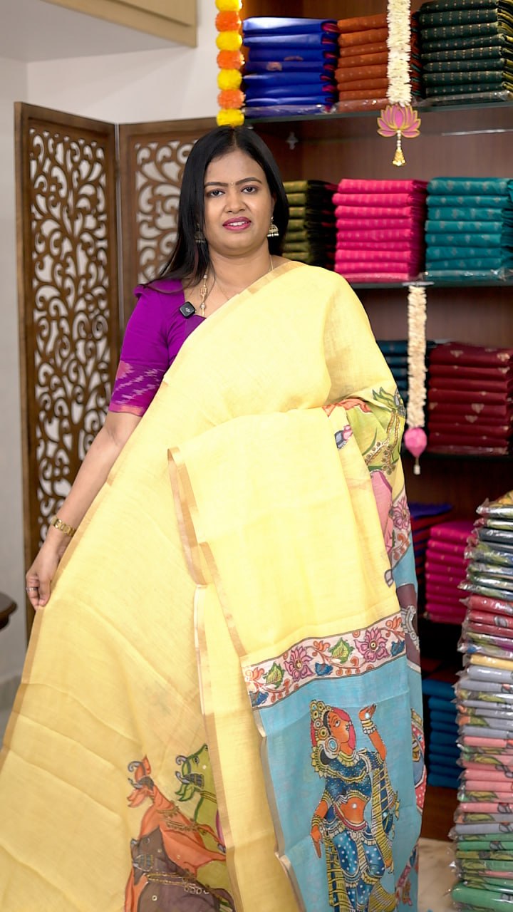 Digital Linen khadhi cotton Sarees