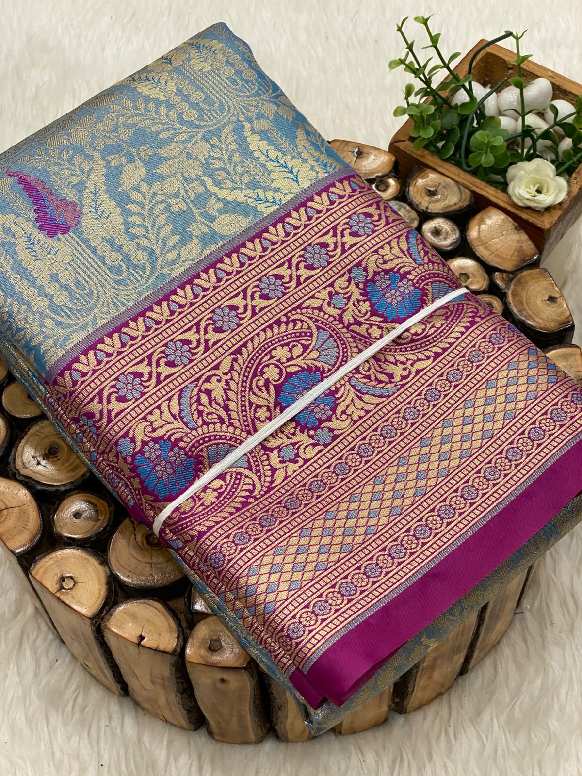 Meenakari Tissue Bridal Saree