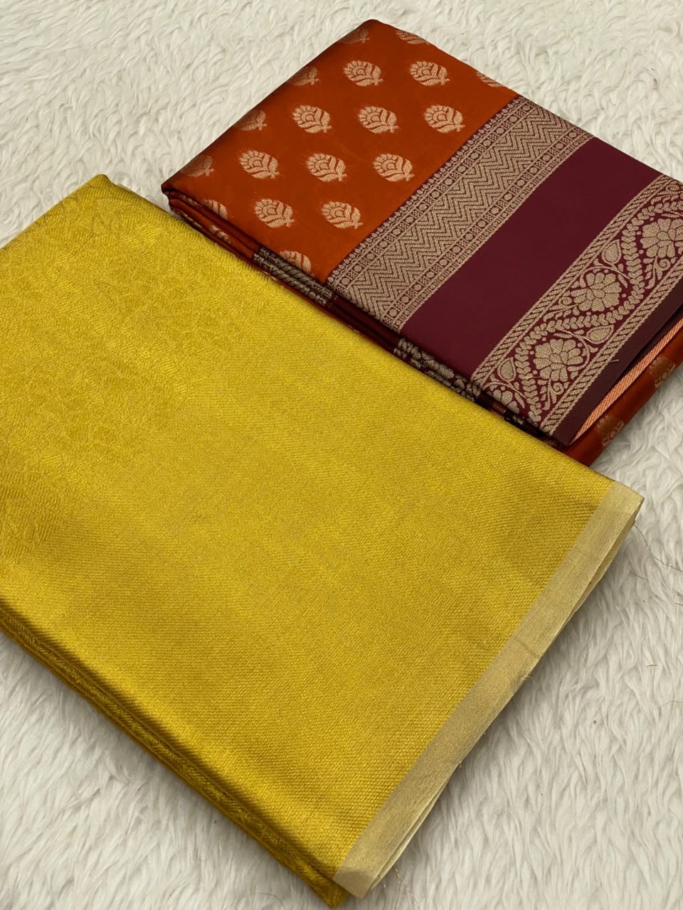 Gold Tissue Kanchi Viscose Combo Saree
