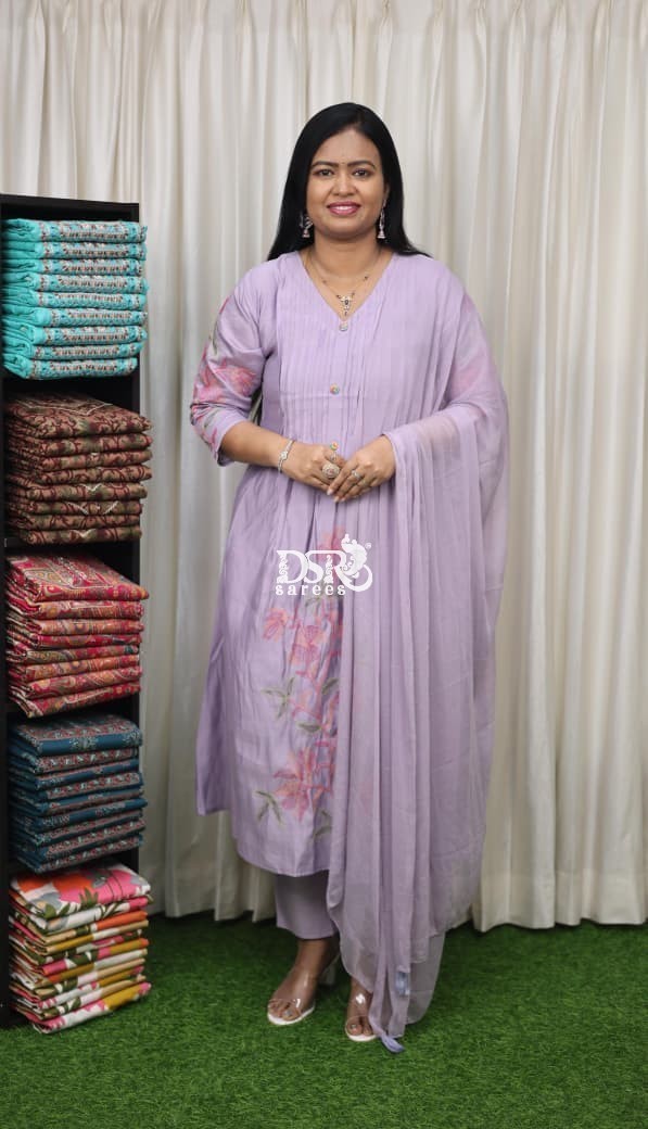 Mul Chanderi Anarkali Suit