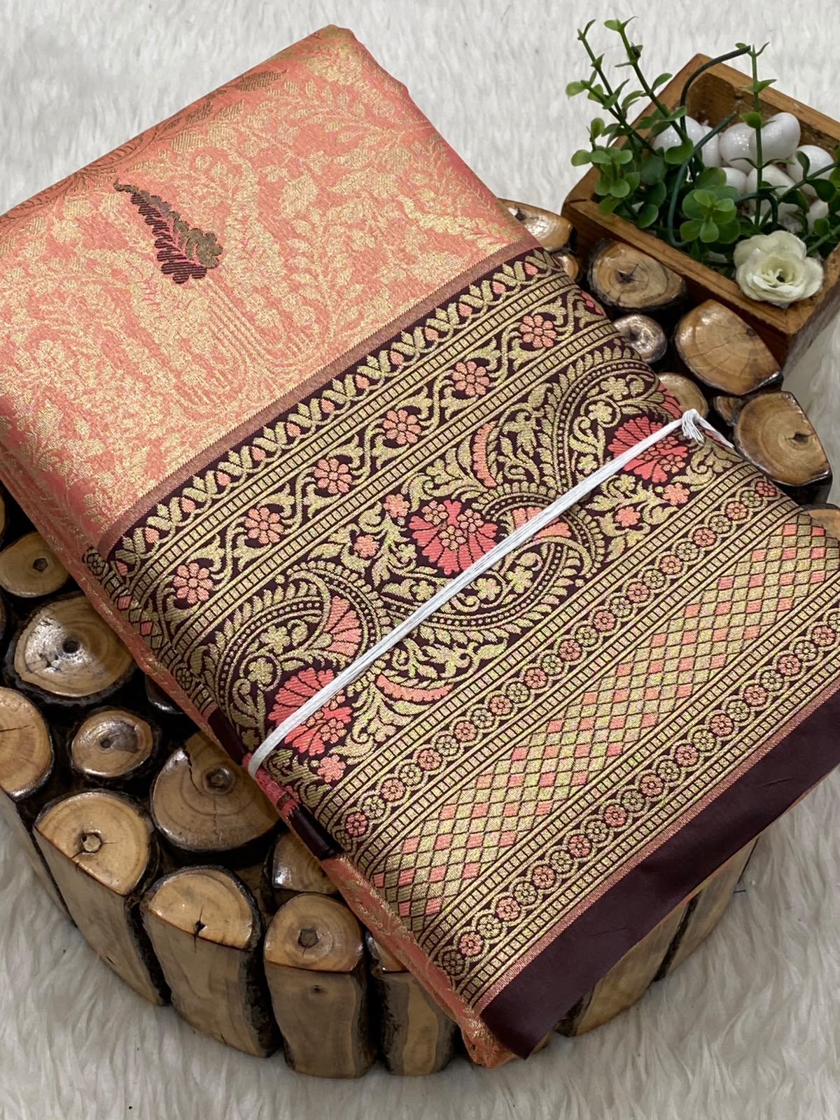 Meenakari Tissue Bridal Saree