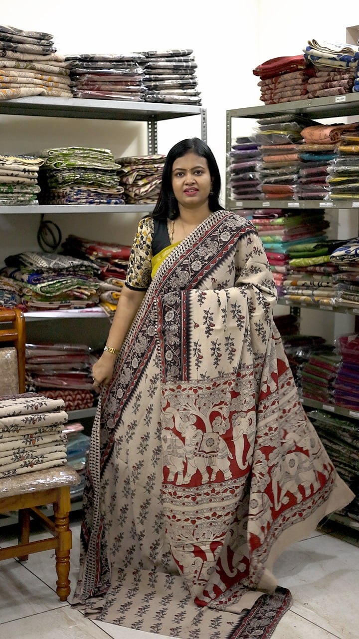 60s Count Premium Kalamkari Cotton Saree