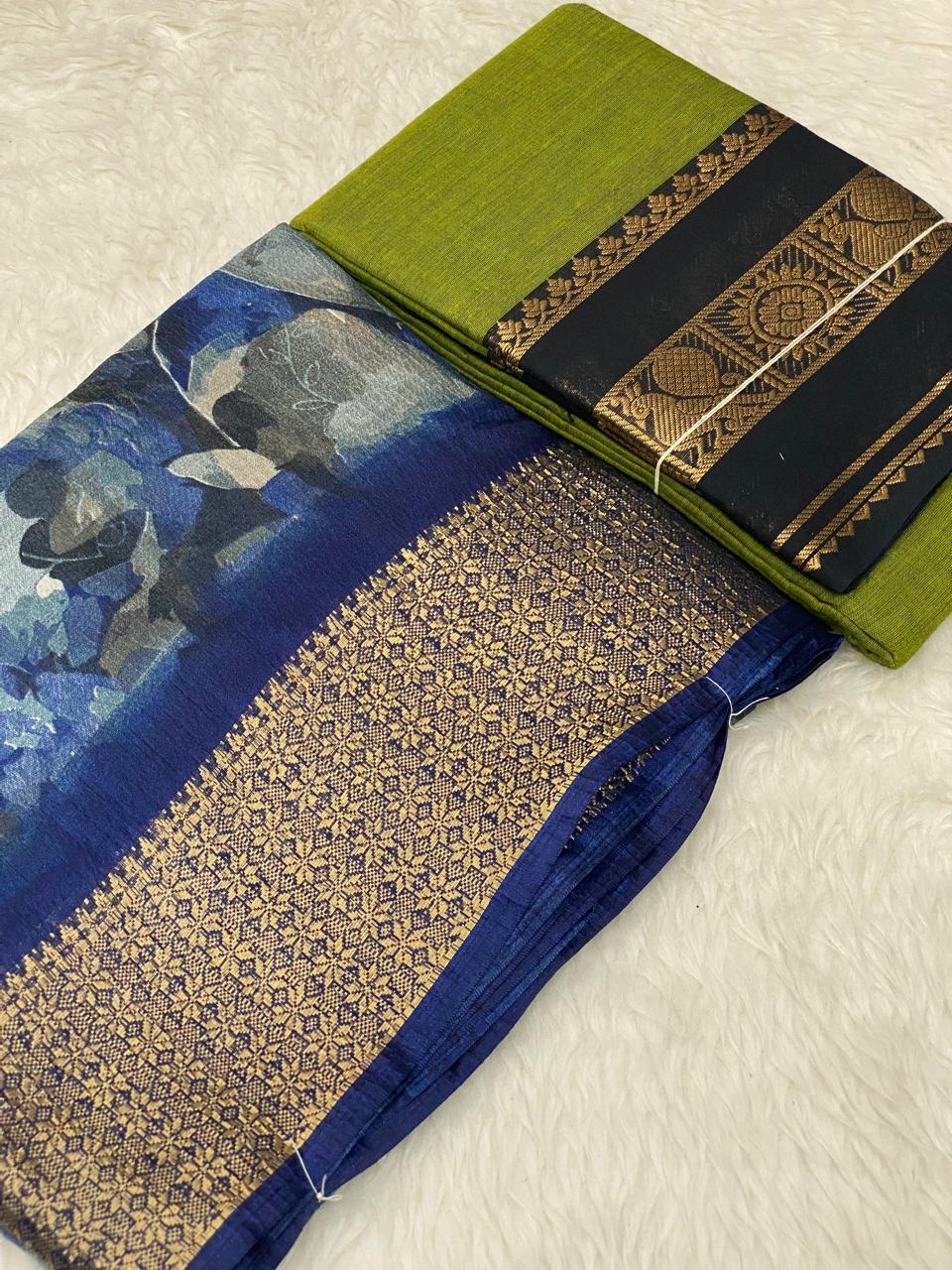 999 - Crushed Dola Chettinadu Combo saree