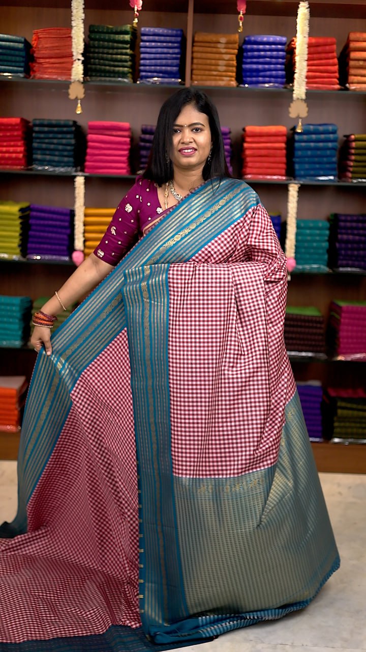 Madras Checks Semi Silk Saree