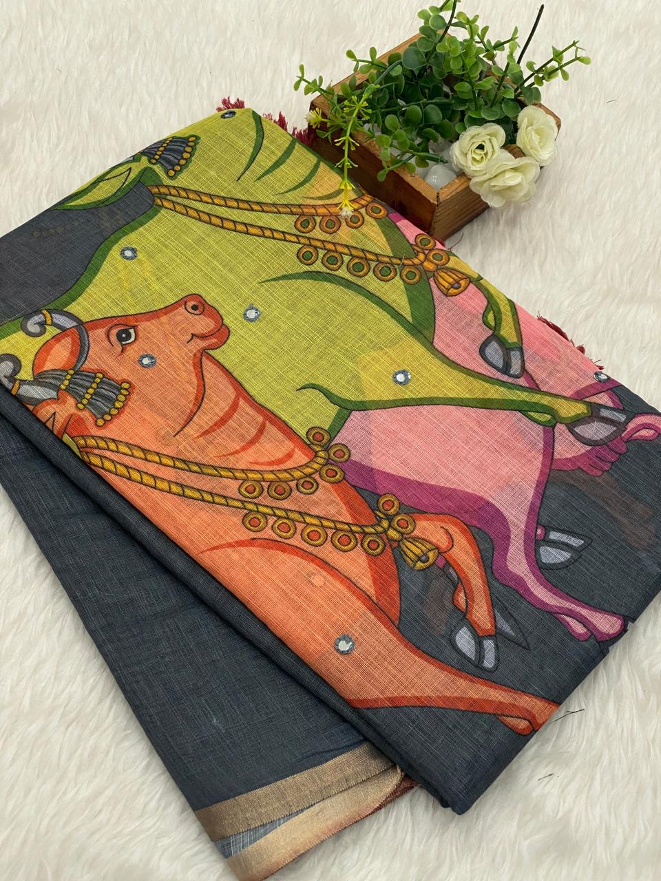 Mirror Work Chanderi Sico Sarees