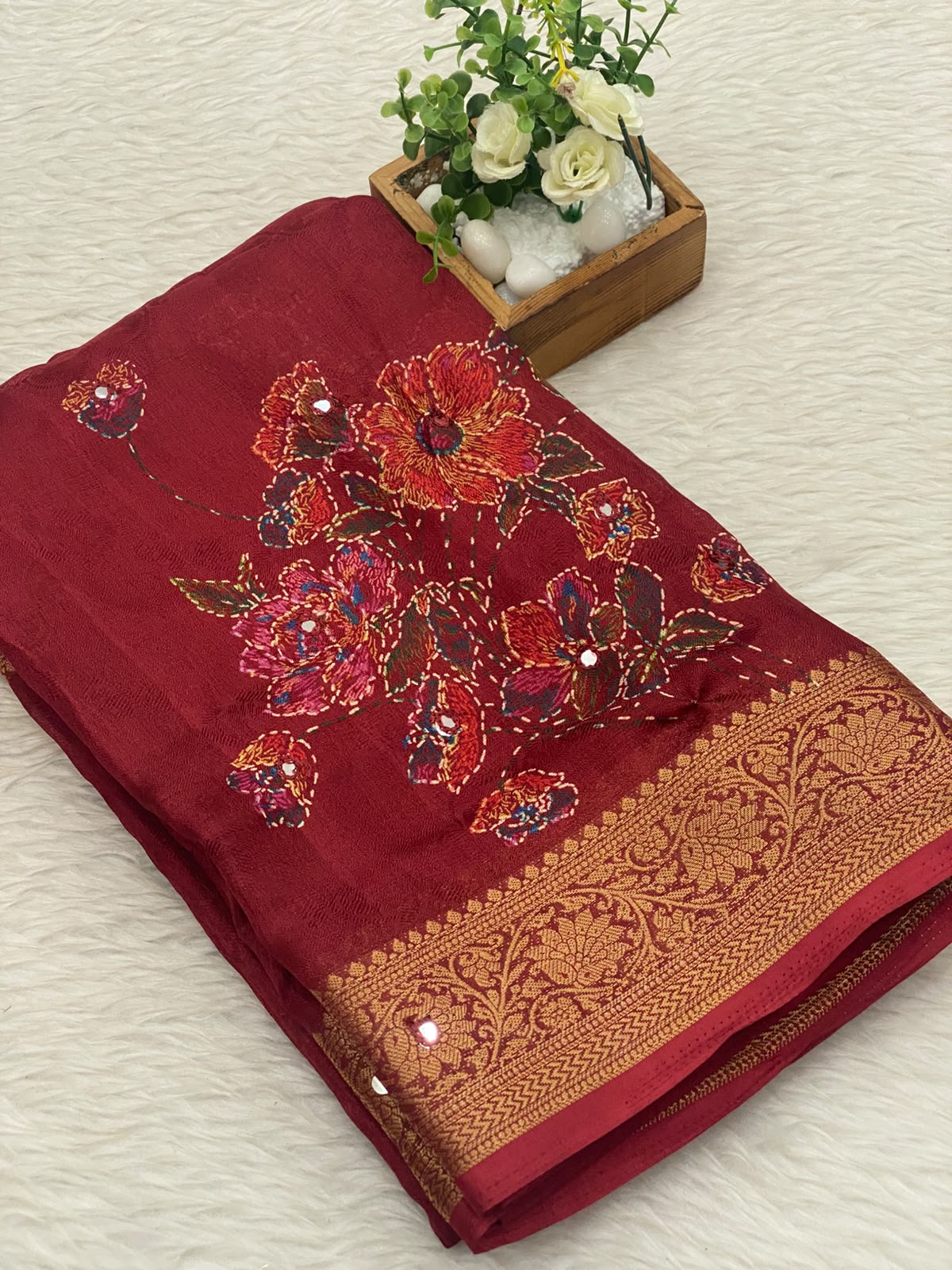 Viscose Chiffon Saree