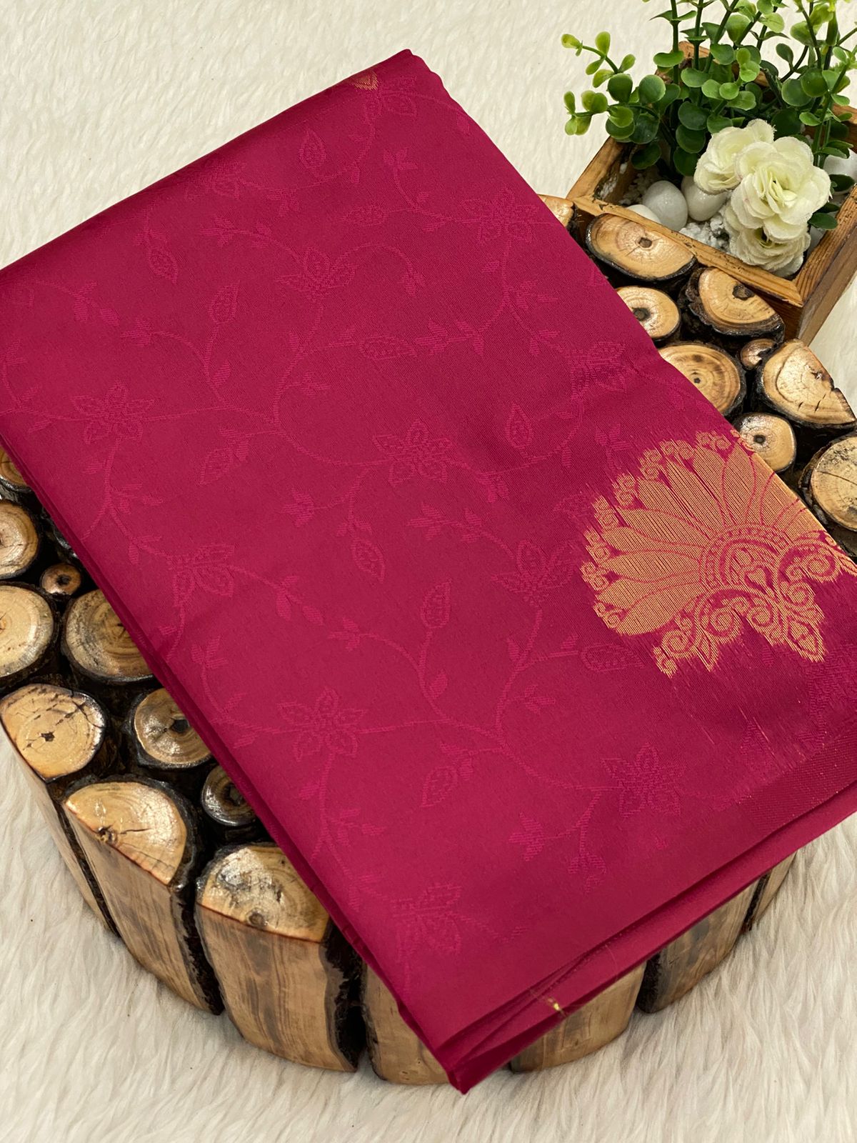 Borderless Embose Soft Silk Sarees