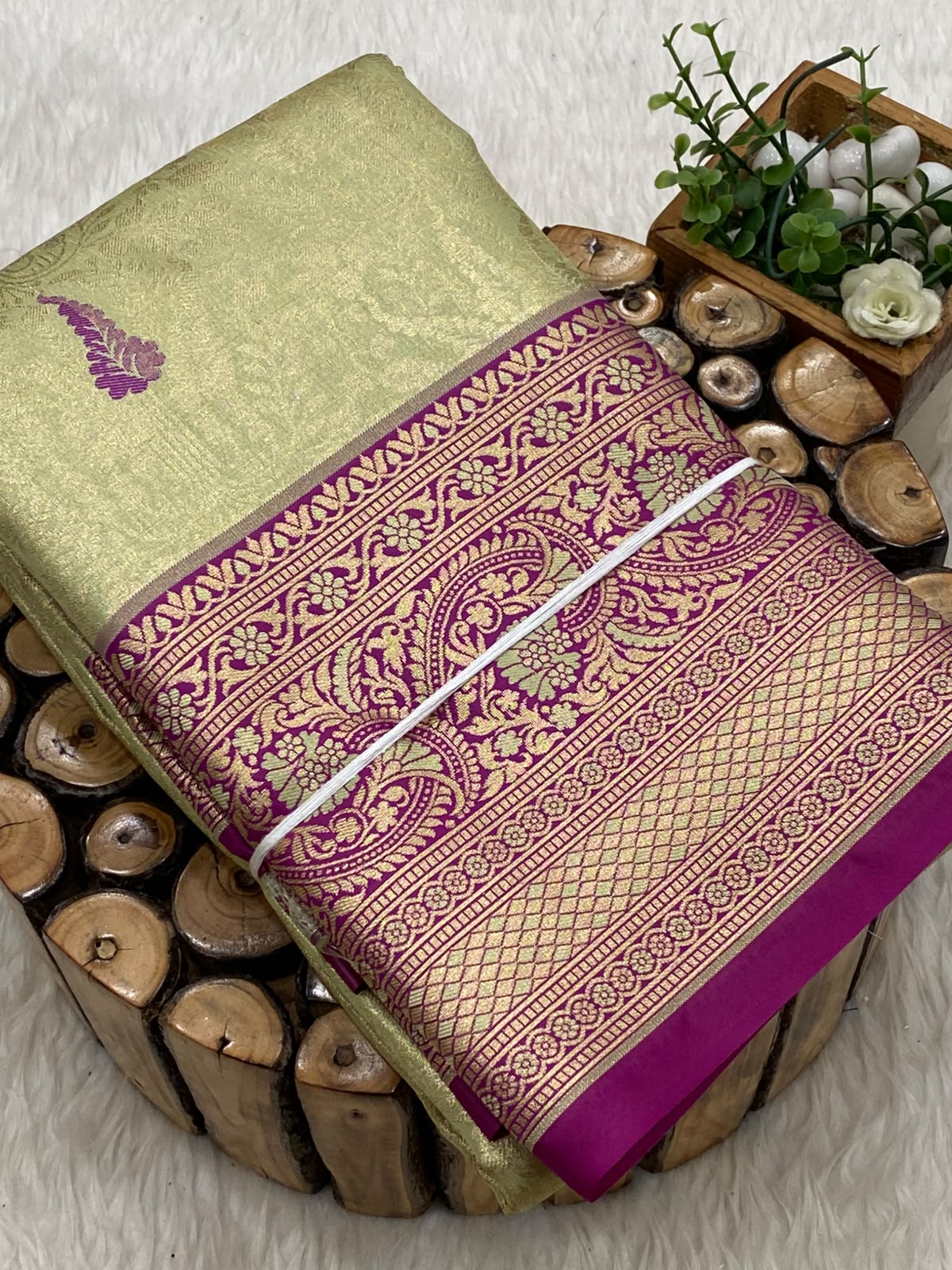 Meenakari Tissue Bridal Saree