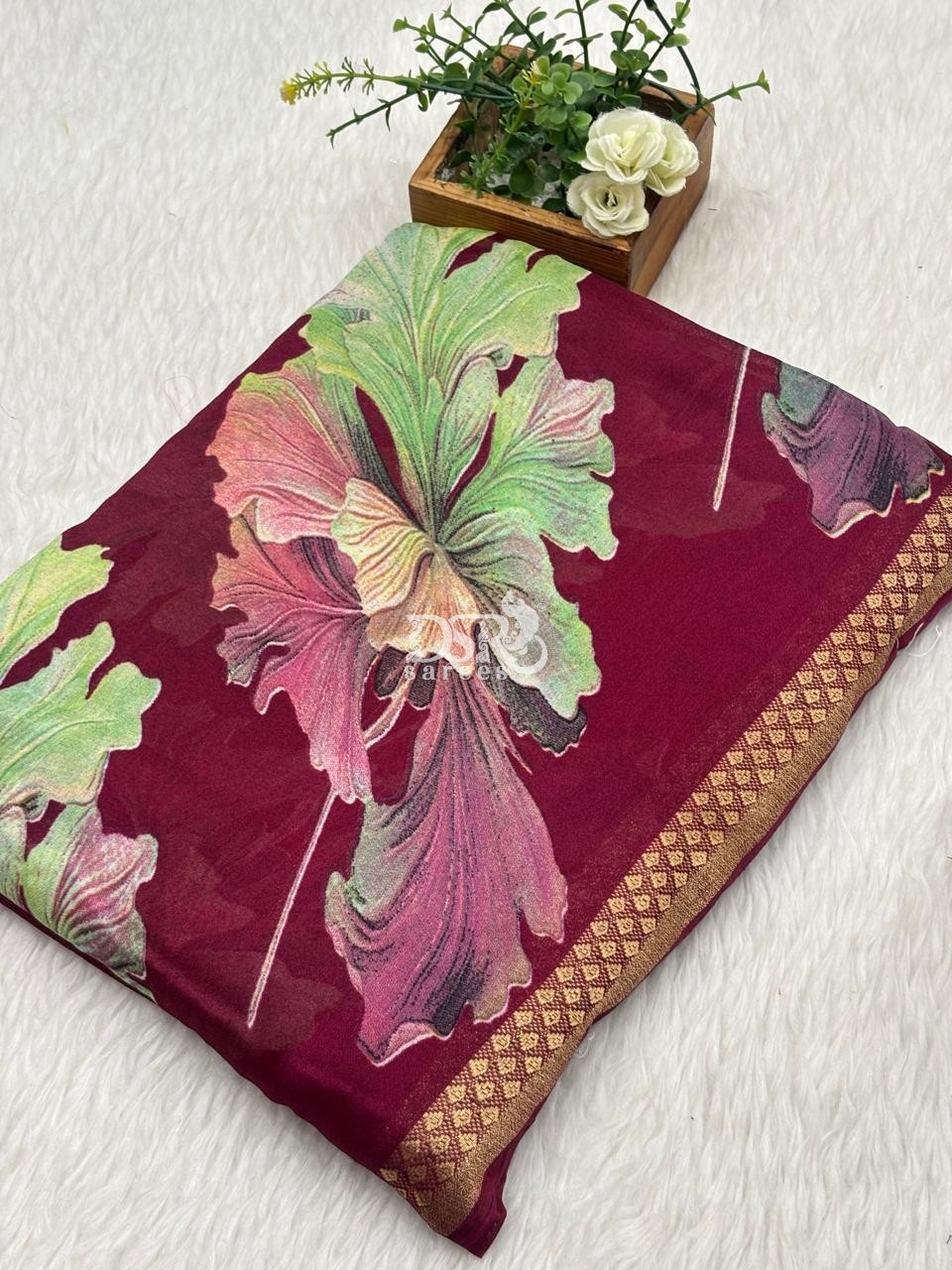 Viscose Chiffon Sarees - vol1