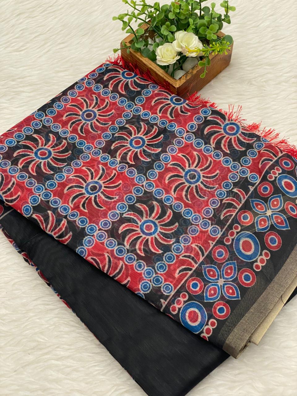 Chanderi sico Saree