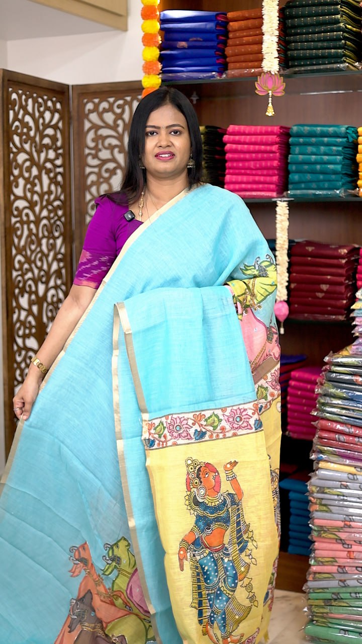 Digital Linen khadhi cotton Sarees