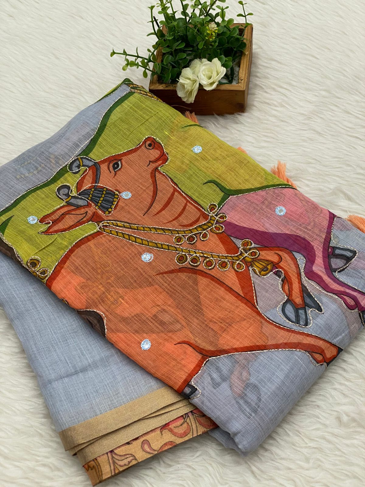 Mirror Work Chanderi Sico Sarees